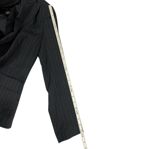 New York & Company Womens Blazer 14 Bluish-Gray One-Button Striped Career Office - Picture 9 of 13